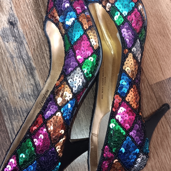 Vintage sequined pumps size 7.5 - Picture 4 of 4